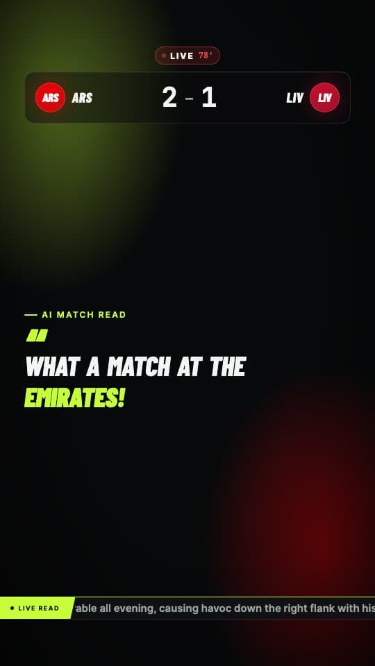 AI Commentary Scroll football graphic template — Scrolling commentary text over match background