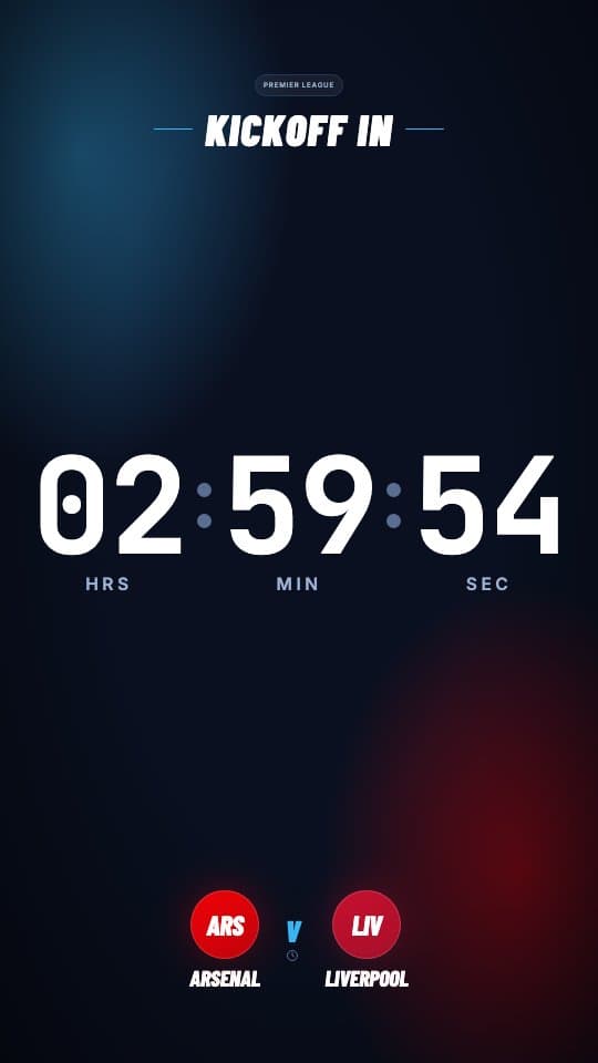 Countdown Timer football graphic template — Animated countdown to kickoff with team badges