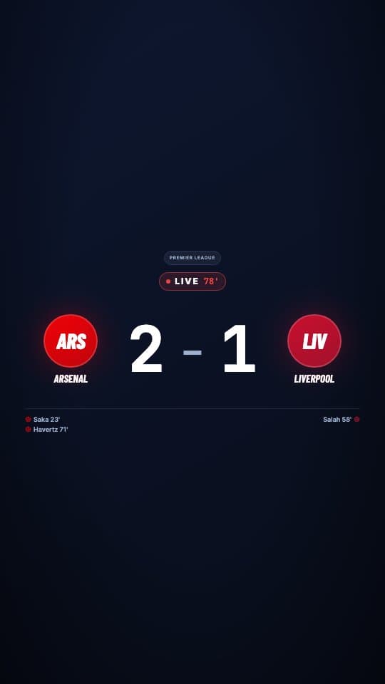 Score Update football graphic template — Live or final score graphic with club crests and scorer list