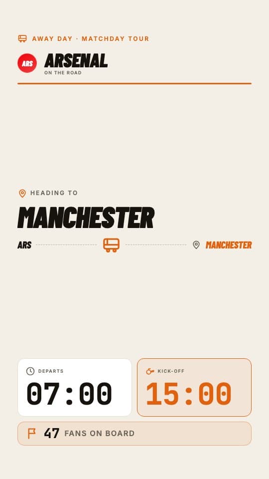 Tour Bus Departure football graphic template — Away day bus departure announcement